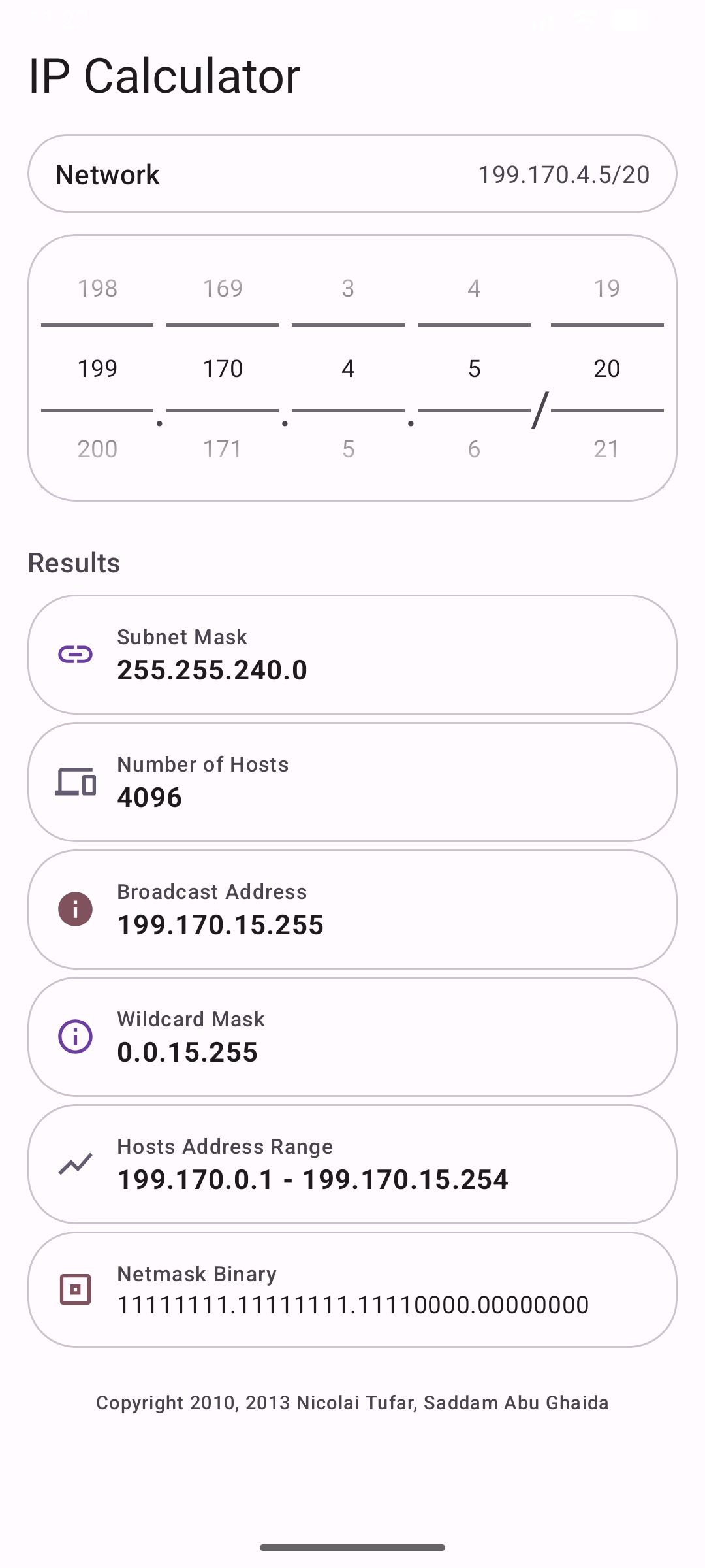 IP Calculator app screenshot